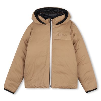 BROWN & BLACK DOWN JACKET HOODED REVERSIBLE / J53439-269