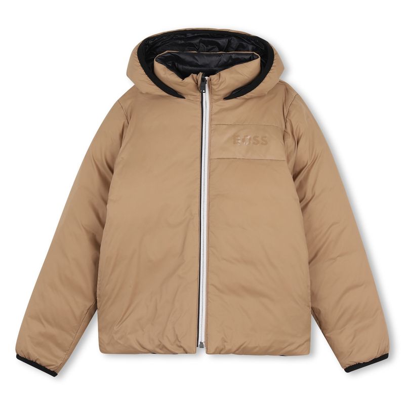BROWN & BLACK DOWN JACKET HOODED REVERSIBLE / J53439-269