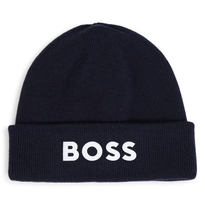 NAVY KNIT BEANIE HAT DOUBLELAYER WHITE LOGO / J53584-849