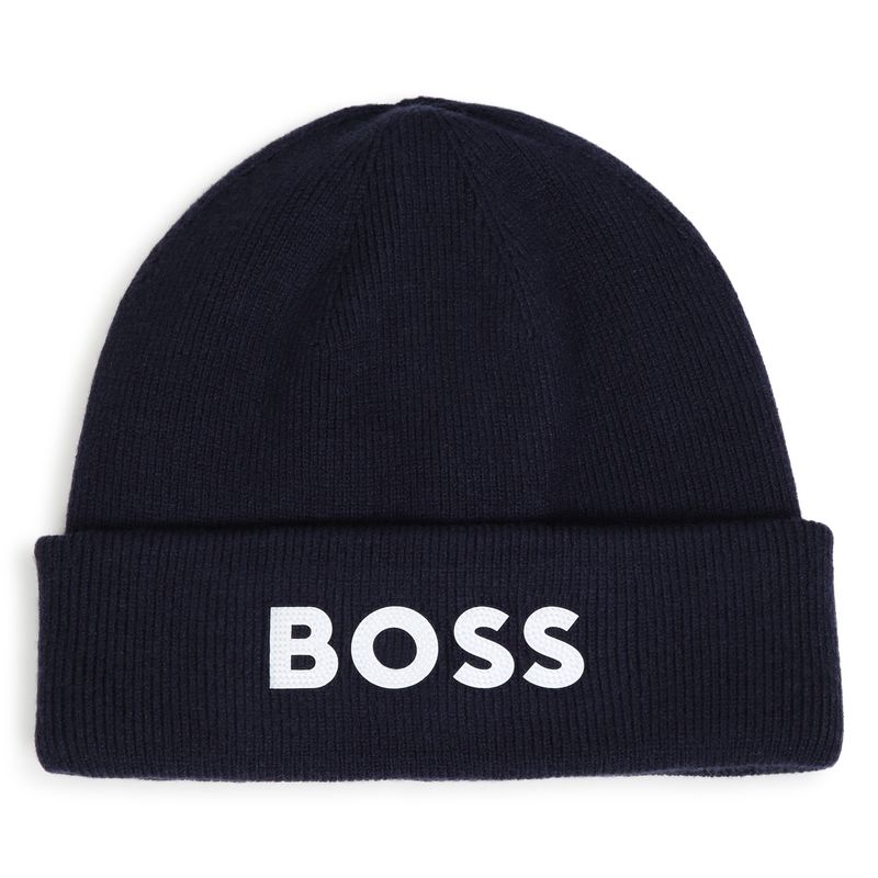 NAVY KNIT BEANIE HAT DOUBLELAYER WHITE LOGO / J53584-849