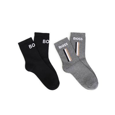 2PACK BLACK & GREY SOCK BOSS LOGO / J53592-09B