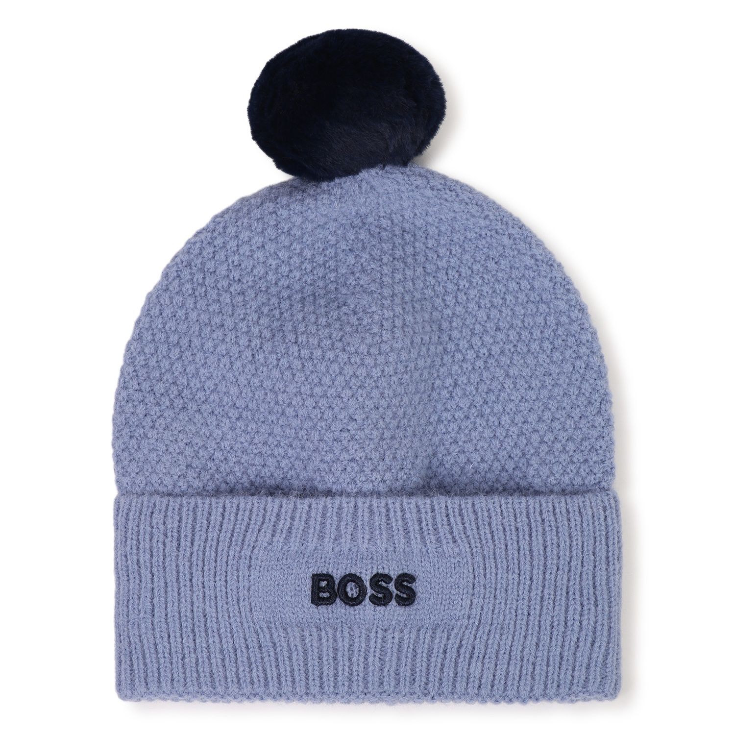 LAVENDER BLUE KNIT BEANIE HAT NAVY POMPOM / J53576-896
