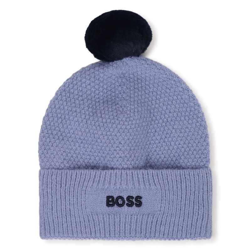 LAVENDER BLUE KNIT BEANIE HAT NAVY POMPOM / J53576-896