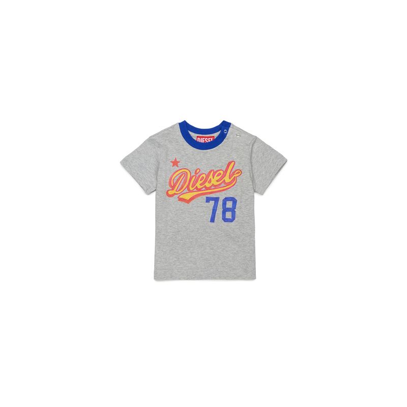 GREY TSHIRT SHORT SLEEVE RED & YELLOW DIESEL 78 LOGO / K00863-K963