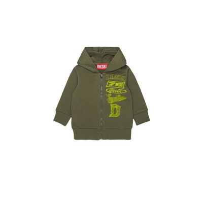 ARMY GREEN HOODED CARDIGAN SWEATTOP DSL LOGO / K00847-K511