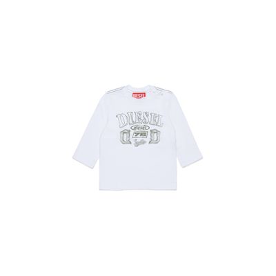 WHITE TSHIRT GREEN DSL LOGO LONG SLEEVE / K00855-K100