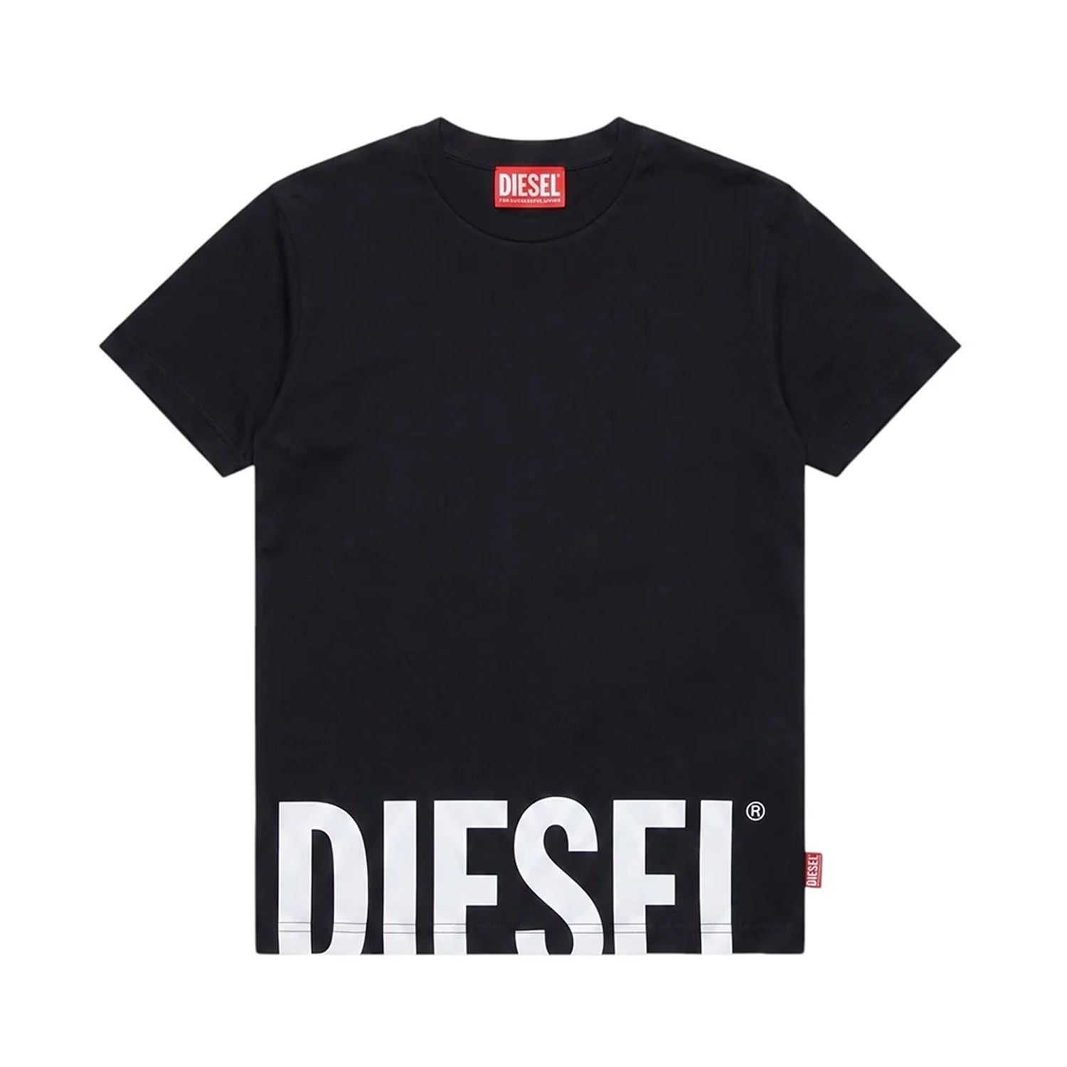 BLACK TSHIRT SHORT SLEEVE GREY DIESEL LOGO / J03040-K900
