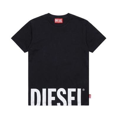 BLACK TSHIRT SHORT SLEEVE GREY DIESEL LOGO / J03040-K900