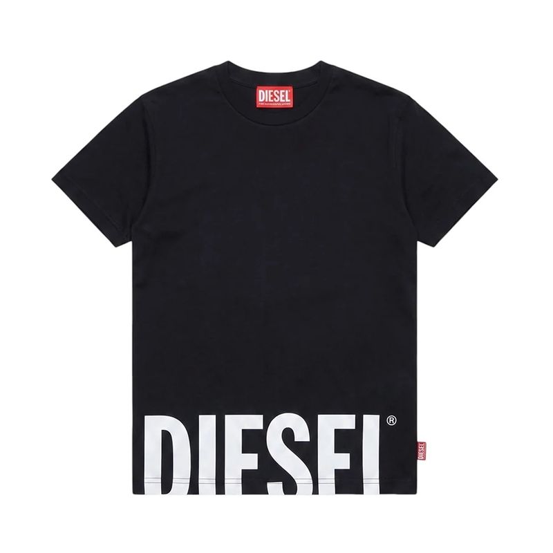 BLACK TSHIRT SHORT SLEEVE GREY DIESEL LOGO / J03040-K900