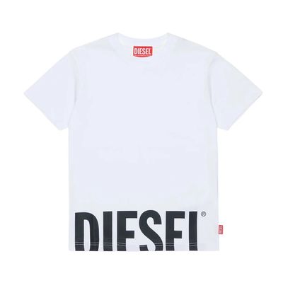 WHITE TSHIRT SHORT SLEEVE BLACK DIESEL LOGO / J03040-K100