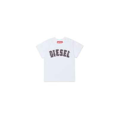 WHITE TSHIRT SHORT SLEEVE BLACK DIESEL LOGO / K00875-K100