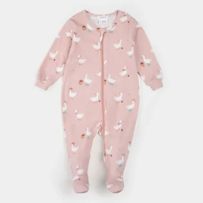 PALE PINK SLEEPER WHITE DUCK PRINT FRONT 2WAY CLOSURE / 26FGL33P07/B