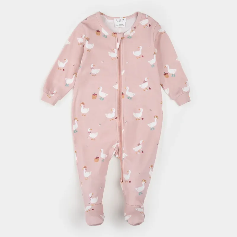 PALE PINK SLEEPER WHITE DUCK PRINT FRONT 2WAY CLOSURE / 26FGL33P07/B