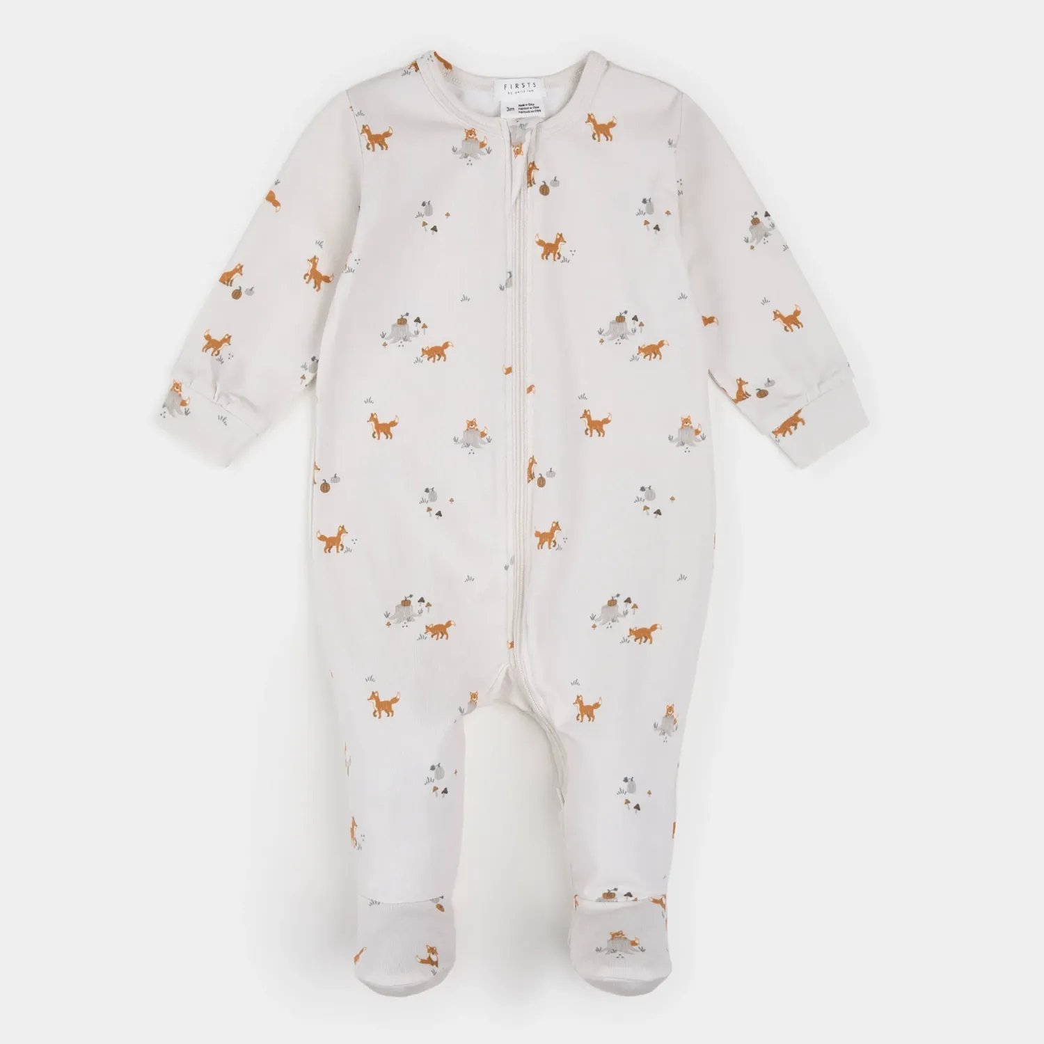 BEIGE SLEEPER BROWN FOX PRINT 2WAY FRONT CLOSURE / 26FGL34P09/B