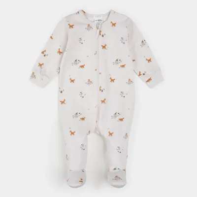 BEIGE SLEEPER BROWN FOX PRINT 2WAY FRONT CLOSURE / 26FGL34P09/B