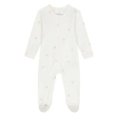 WHITE SLEEPER PINK BEAR FACE PRINT 2WAY FRONT CLOSURE / PP1029ES/4965