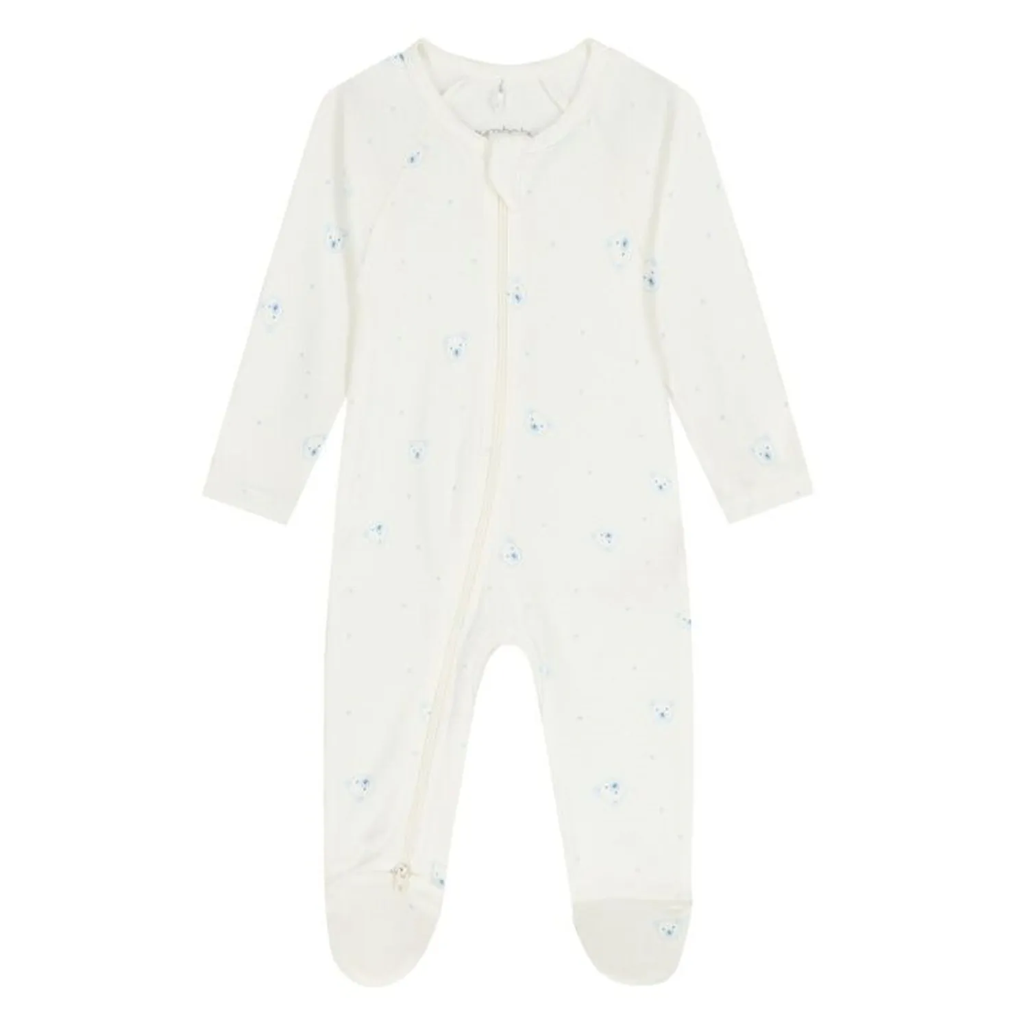WHITE SLEEPER BLUE BEAR FACE 2WAY ZIP CLOSURE / PP1029ES