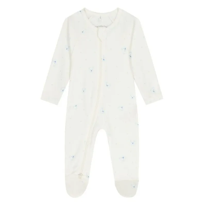 WHITE SLEEPER BLUE BEAR FACE 2WAY ZIP CLOSURE / PP1029ES