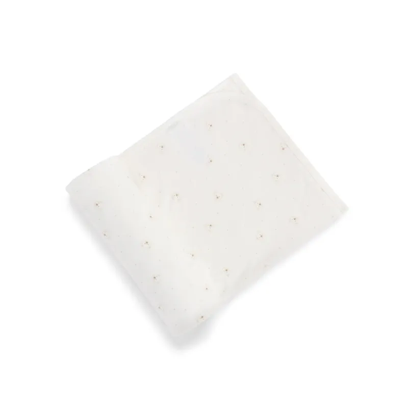 OFF WHITE RECEIVING BLANKET BEAR FACE PRINT ORGANIC / PE1008ES