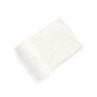 CREAM RECEIVING BLANKET PINK BEAR FACE ORGANIC / PE1008ES