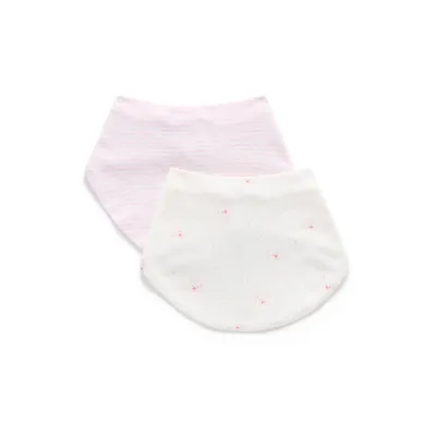 2PC CREAM OR PINK STRIPED BIB SET BEAR / PP1110ES