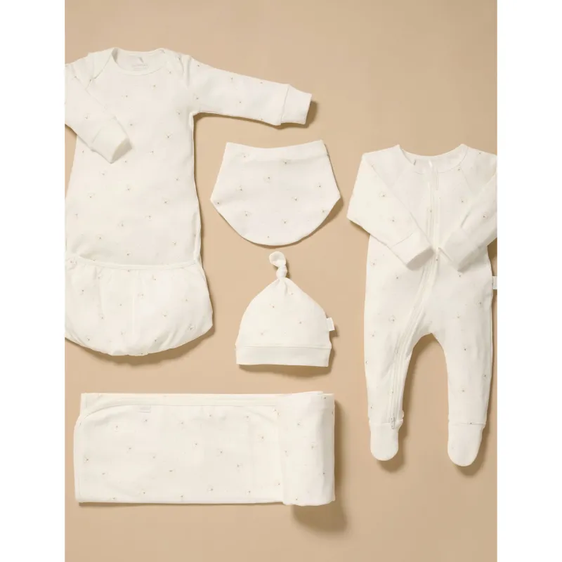 5PC OFF WHITE WELCOME BABY PACK BEAR PRINT ORGANIC / PP1115ES
