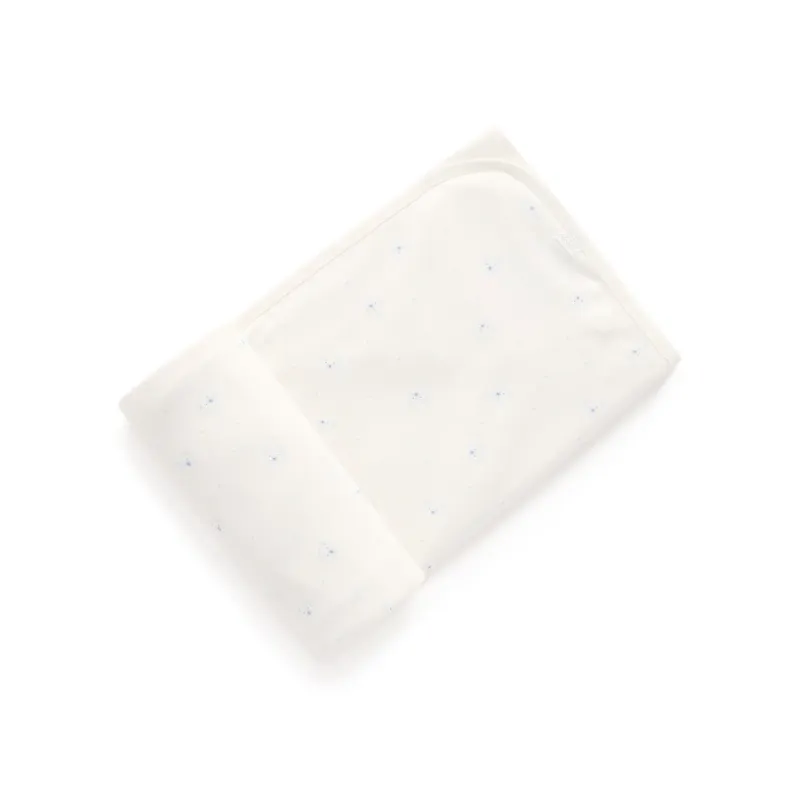 OFF WHITE RECEIVING BLANKET BLUE BEAR FACE ORGANIC / PE1008ES