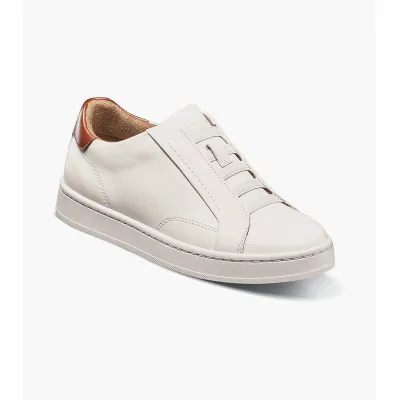 CREAM SLIP ON SHOE MONOPOLI ELTT JR BROWN TRIM IMITATION LACES / 16709-113