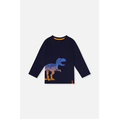 NAVY TSHIRT BLUE DINOSOUR PRINT LONG SLEEVE / J20U74-4810