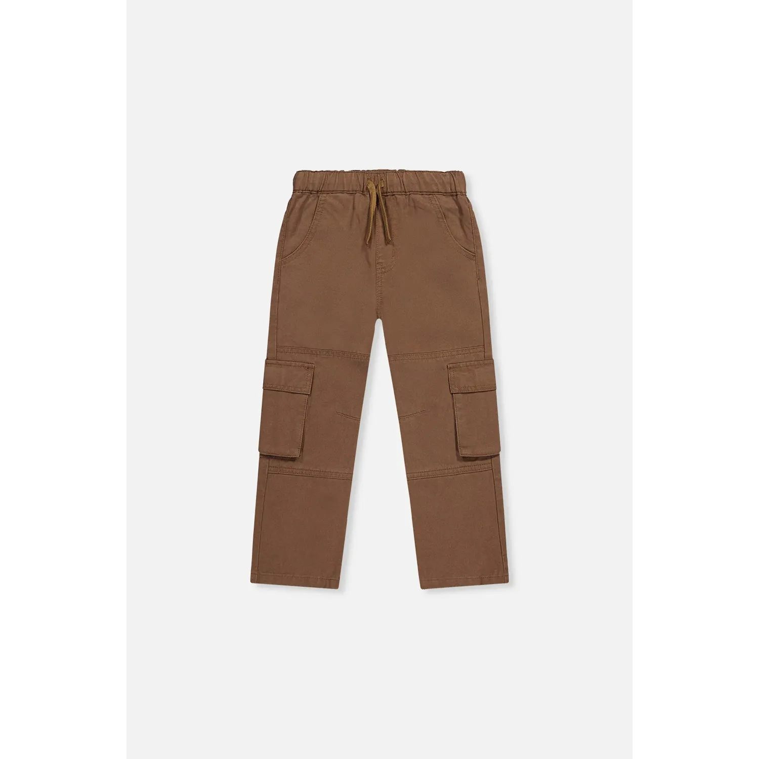 BROWN TWILL PANT CARGO POCKETS ELASTIC WAIST / J20YB21-9040