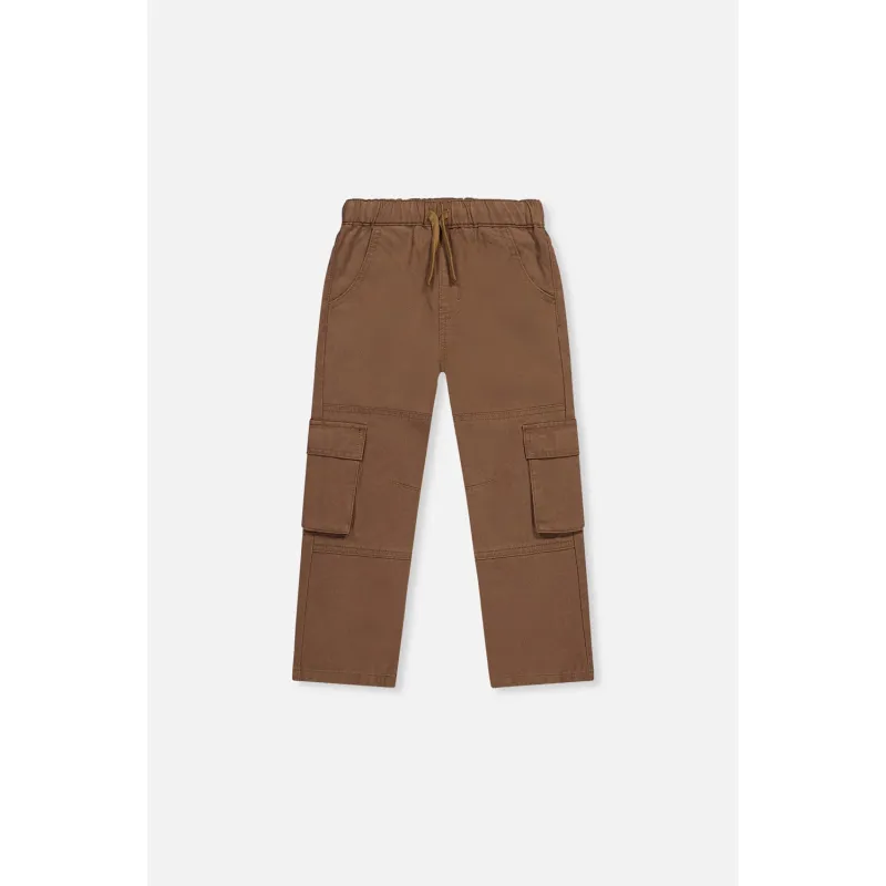 BROWN TWILL PANT CARGO POCKETS ELASTIC WAIST / J20YB21-9040