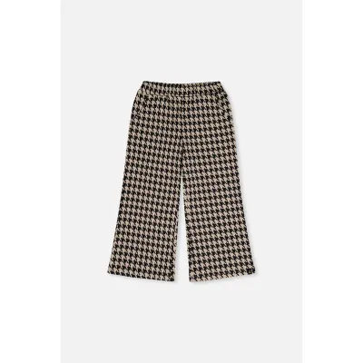 BLACK & BEIGE HOUNDSTOOTH PRINT PANT FLARE / J20H21-2J299