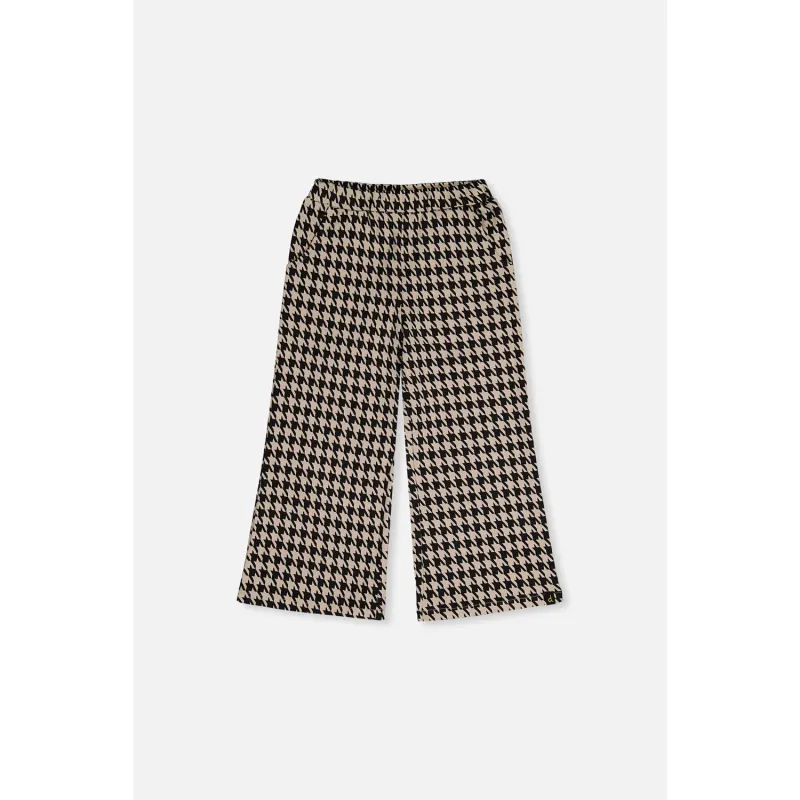 BLACK & BEIGE HOUNDSTOOTH PRINT PANT FLARE / J20H21-2J299