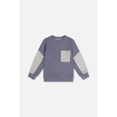 BLUE GREY COLOR BLOCK TOP CHEST POCKET JERSEY / J20U10-04670