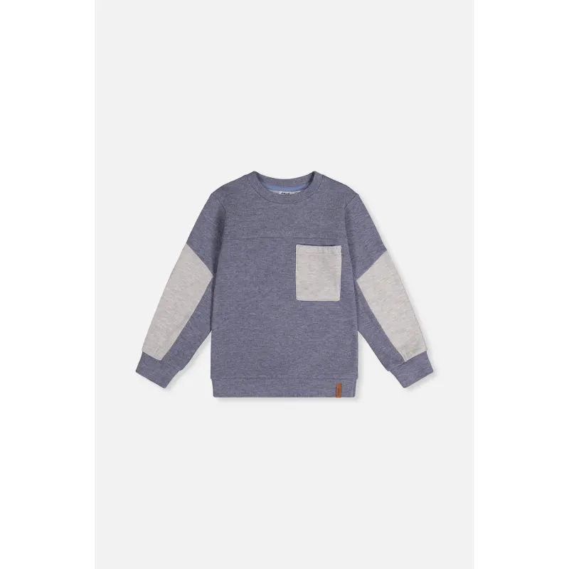 BLUE GREY COLOR BLOCK TOP CHEST POCKET JERSEY / J20U10-04670