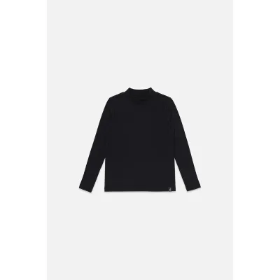 BLACK CREW NECK TOP LONG SLEEVE / J207G72-09990