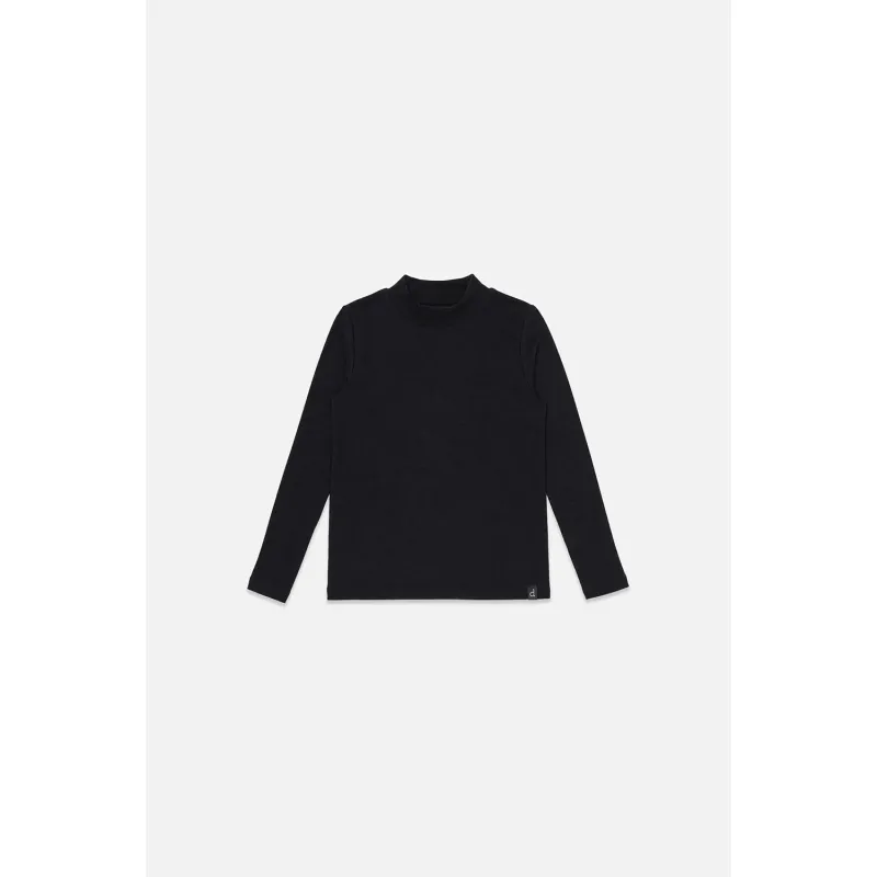 BLACK CREW NECK TOP LONG SLEEVE / J207G72-09990