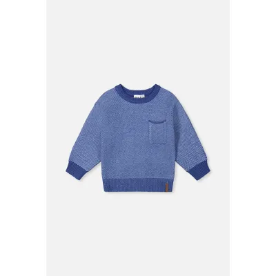 BLUE MIX KNIT SWEATER WITH POCKET / J20UT76-2J282