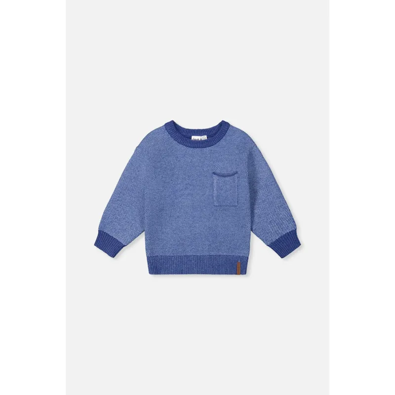 BLUE MIX KNIT SWEATER WITH POCKET / J20UT76-2J282