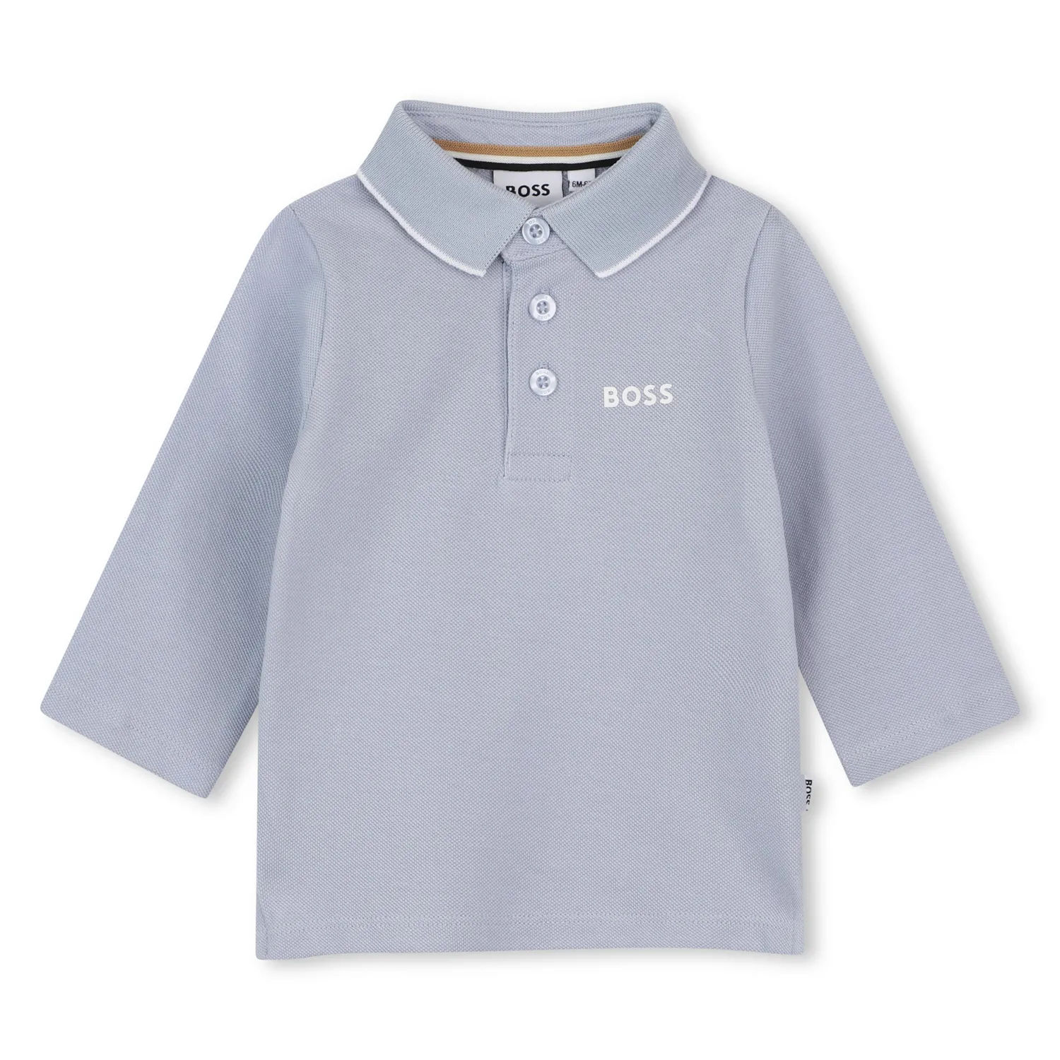 PALE BLUE POLO TOP WHITE LOGO LONG SLEEVE / J53481-796