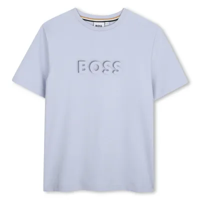 PALE BLUE TSHIRT SHORT SLEEVE 3D BOSS SHADOW EFFECT / J53405-796