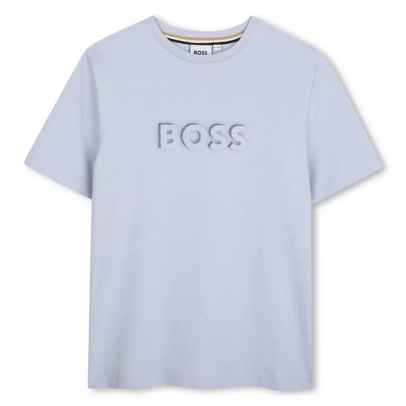PALE BLUE TSHIRT SHORT SLEEVE 3D BOSS SHADOW EFFECT / J53405-796