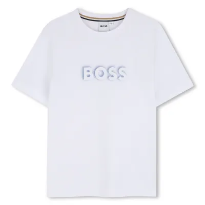 WHITE TSHIRT SHORT SLEEVE 3D BLUE SHADOW EFFECT LOGO / J53405-10P