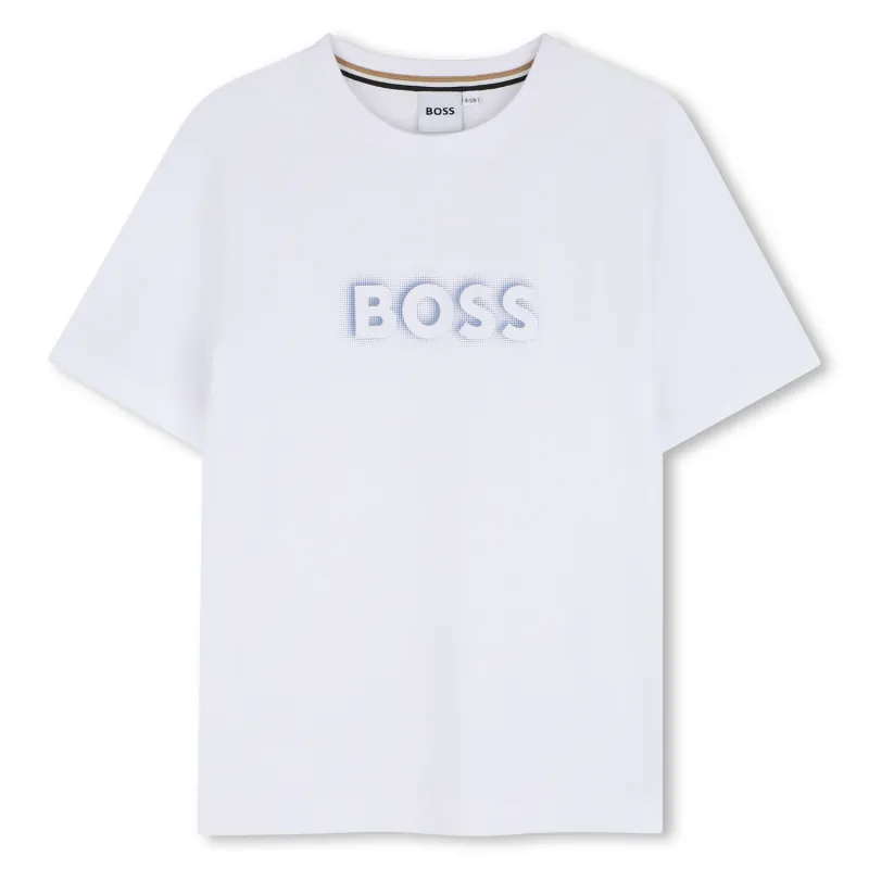 WHITE TSHIRT SHORT SLEEVE 3D BLUE SHADOW EFFECT LOGO / J53405-10P