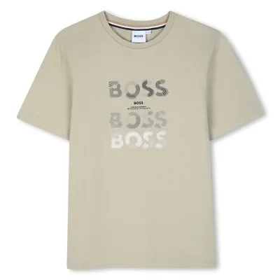 GREEN TSHIRT SHORT SLEEVE MULTI GRADIENT LOGO PRINT / J53410-68S