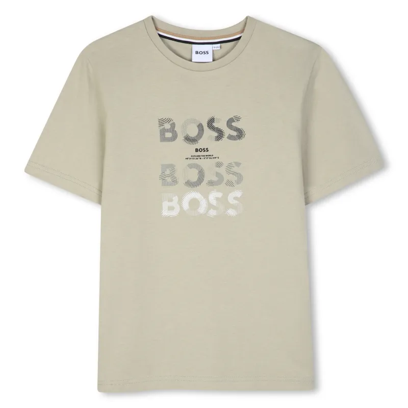 GREEN TSHIRT SHORT SLEEVE MULTI GRADIENT LOGO PRINT / J53410-68S