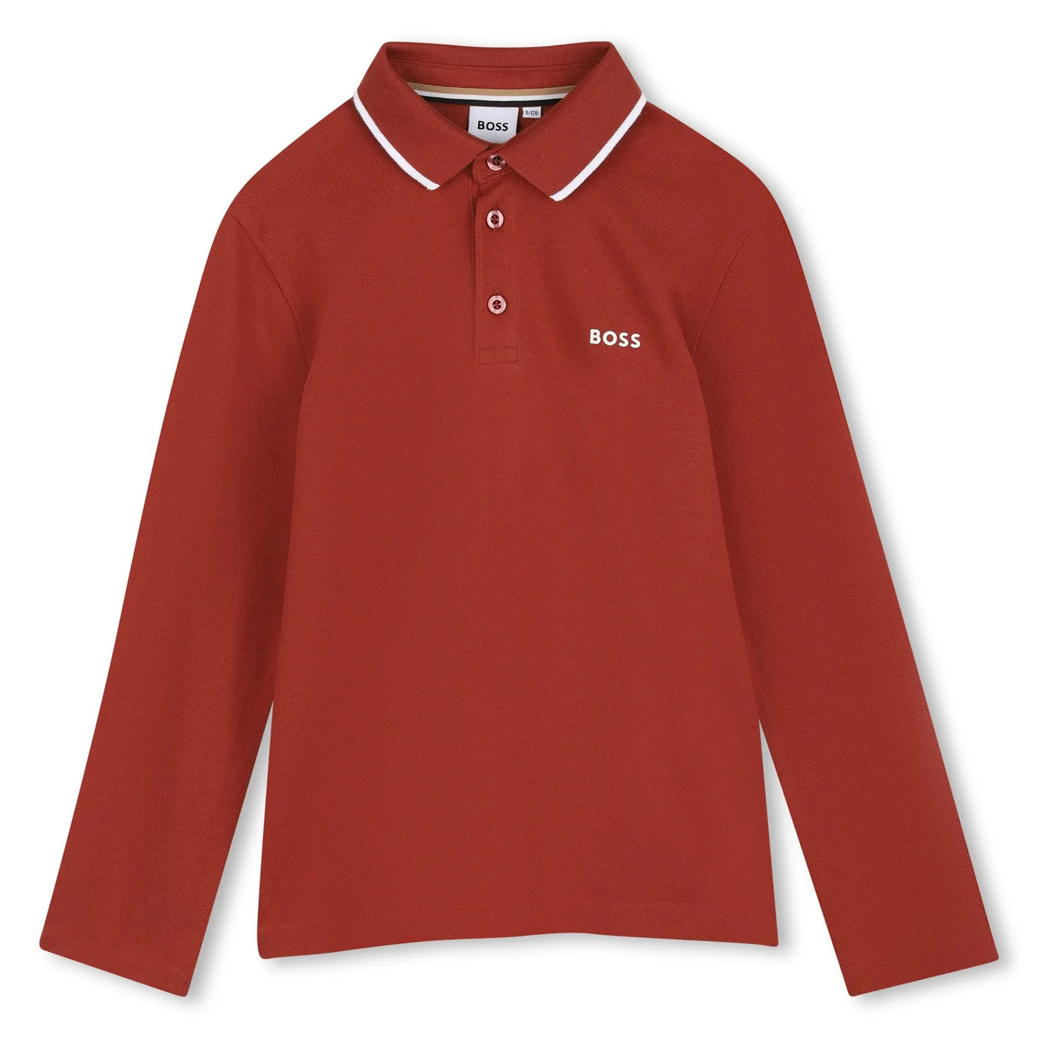 DARK RED POLO TOP LONG SLEEVE WHITE TRIM / J53376-95G