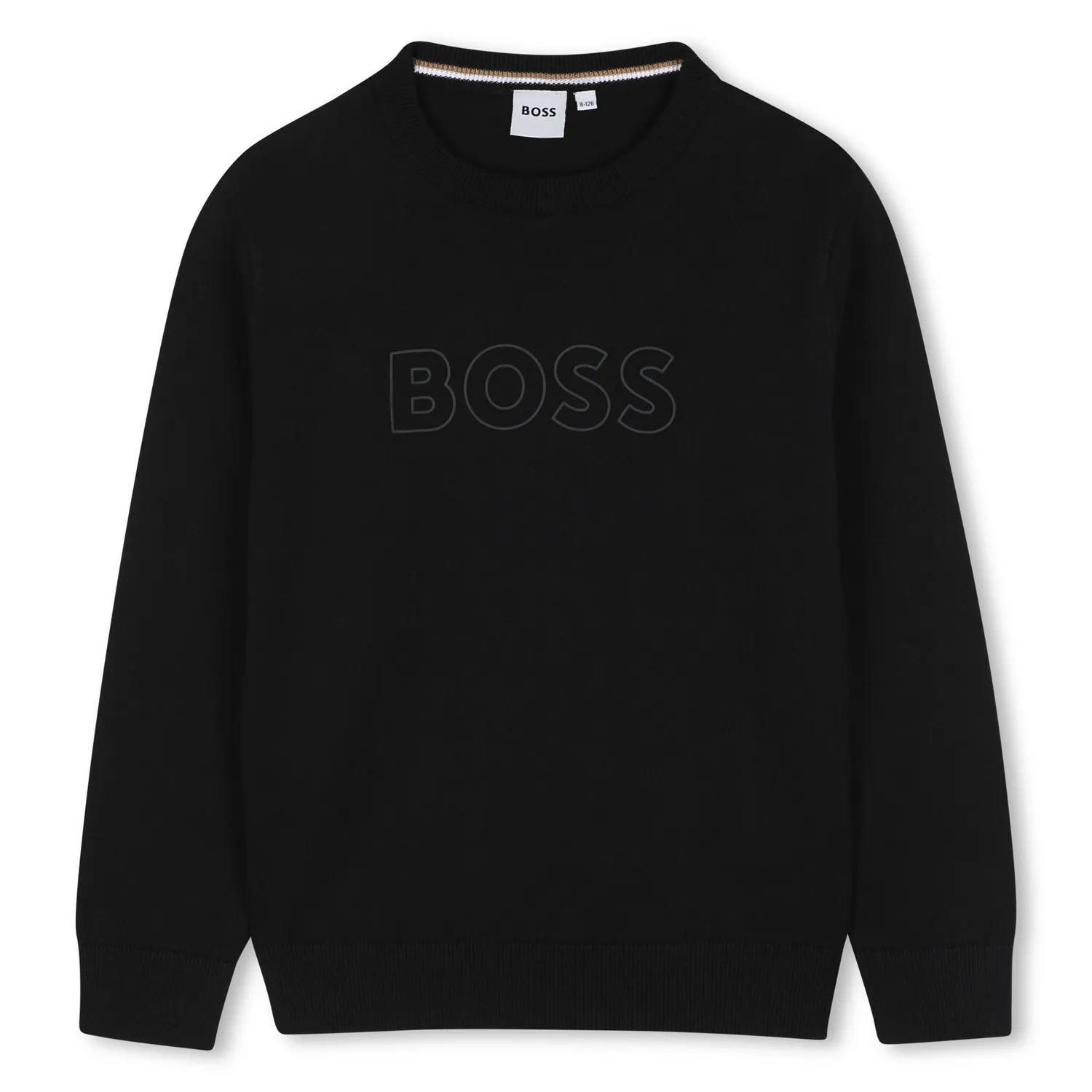 BLACK CREWNECK SWEATER LARGE BOSS LOGO / J53388-09B