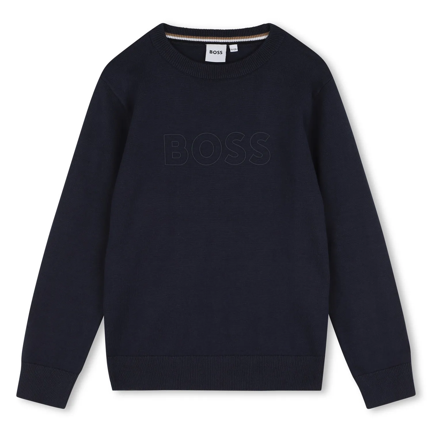 NAVY KNIT CREWNECK SWEATER LARGE LOGO / J53388-049