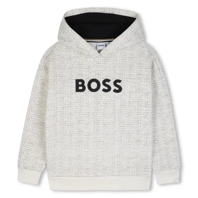 IVORY CHECK HOODIE BLACK BOSS LOGO / J53402-120